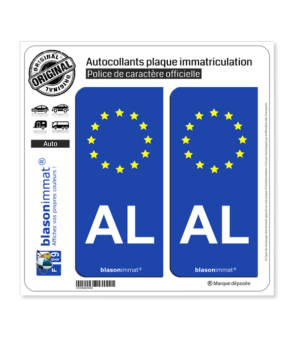 AL Albanie - Identifiant Européen | Autocollant plaque immatriculation