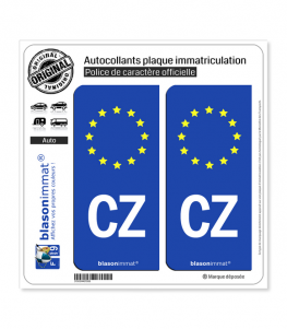 CZ Tchéquie - Identifiant Européen | Autocollant plaque immatriculation