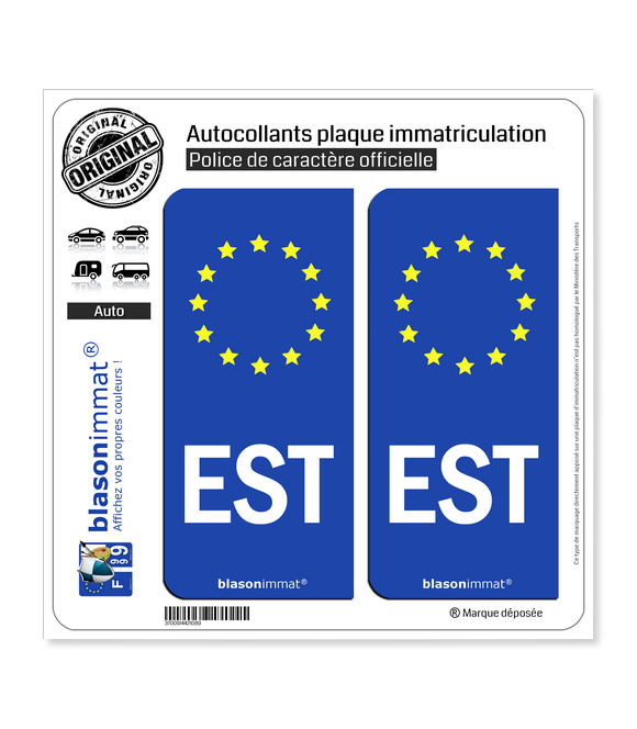 EST Estonie - Identifiant Européen | Autocollant plaque immatriculation