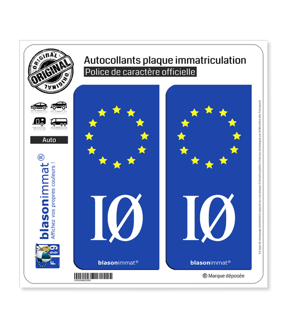 IØ Île d'Oléron - Identifiant Européen | Autocollant plaque immatriculation