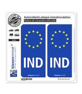 IND Inde - Identifiant Européen | Autocollant plaque immatriculation