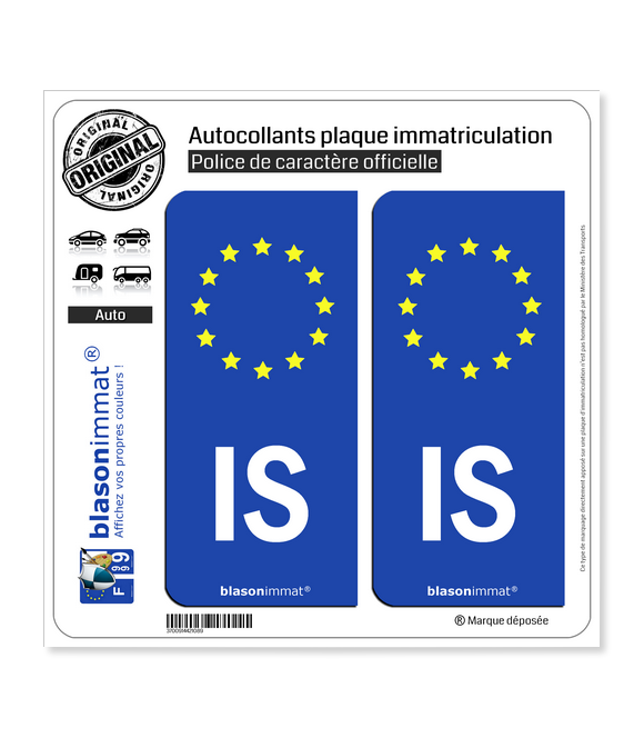 IS Islande - Identifiant Européen | Autocollant plaque immatriculation