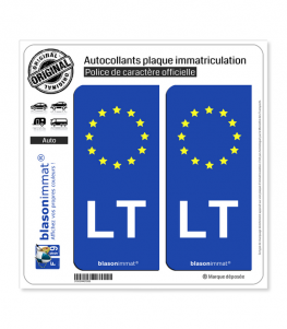 LT Lituanie - Identifiant Européen | Autocollant plaque immatriculation