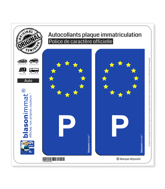 P Portugal - Identifiant Européen | Autocollant plaque immatriculation