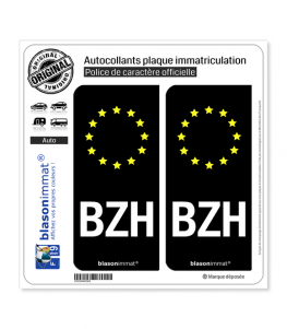 BZH Breizh - Identifiant Européen | Autocollant plaque immatriculation