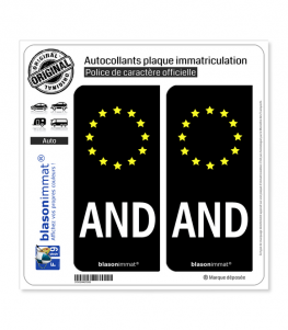 AND Andorre - Identifiant Européen | Autocollant plaque immatriculation