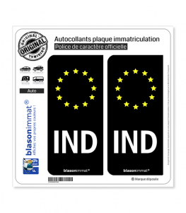 IND Inde - Identifiant Européen | Autocollant plaque immatriculation