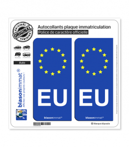EU Union Européenne - Identifiant Européen | Autocollant plaque immatriculation