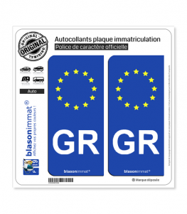 GR Grèce - Identifiant Européen | Autocollant plaque immatriculation