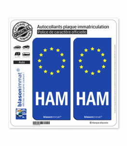 HAM Radioamateur - Identifiant Européen | Autocollant plaque immatriculation