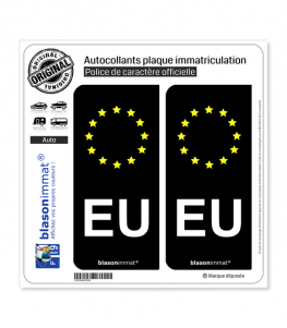 2 Autocollant plaque immatriculation EU Union Européenne Identifiant Européen