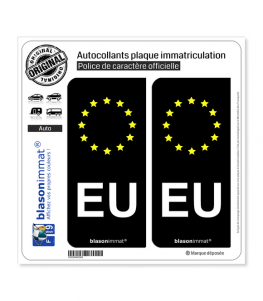 2 autocollants stickers plaque immatriculation pays France Europe couleur  bleu - Identifiant plaque Europe