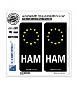 HAM Radioamateur - Identifiant Européen | Autocollant plaque immatriculation