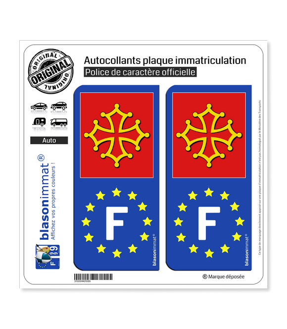 F Occitanie - Identifiant Européen | Autocollant plaque immatriculation