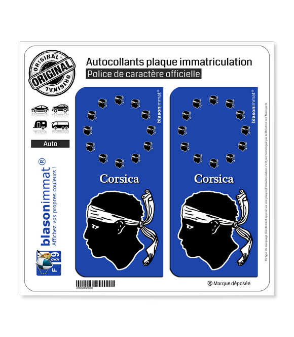 Corsica - Identifiant Européen II | Autocollant plaque immatriculation