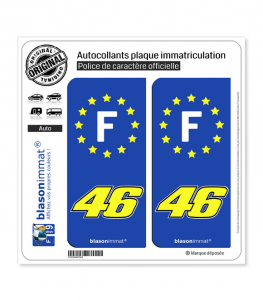 F 46 Valentino Rossi - Identifiant Européen | Autocollant plaque immatriculation