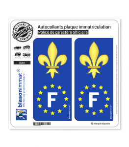 F Fleur de Lys - Identifiant Européen | Autocollant plaque immatriculation