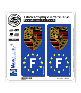 F Porsche - Identifiant Européen | Autocollant plaque immatriculation