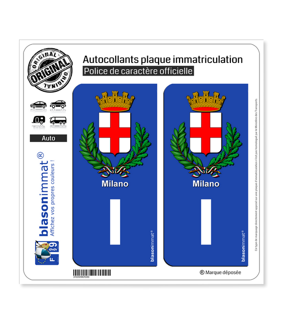 I Milan Armoiries - Identifiant Européen | Autocollant plaque immatriculation
