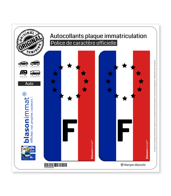 F Drapeau Vertical - Identifiant Européen | Autocollant plaque immatriculation