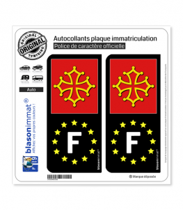 F Occitanie - Identifiant Européen | Autocollant plaque immatriculation