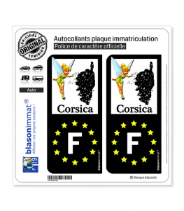 F Corsica Fée Clochette - Identifiant Européen | Autocollant plaque immatriculation