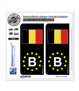 B Belgique Drapeau - Identifiant Européen | Autocollant plaque immatriculation