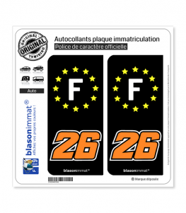 F 26 Daniel Pedrosa - Identifiant Européen  | Autocollant plaque immatriculation