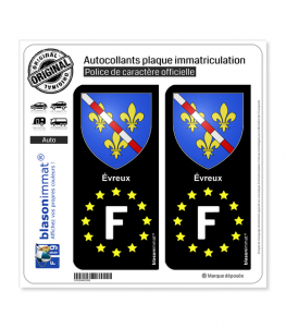 F Evreux Armoiries - Identifiant Européen | Autocollant plaque immatriculation