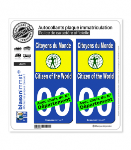 Citoyens du Monde - Drapeau | Autocollant plaque immatriculation