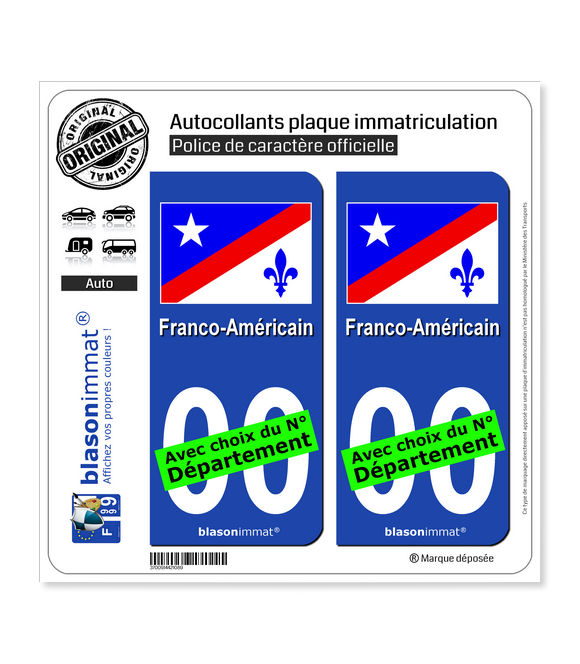 Franco-Américain - Drapeau | Autocollant plaque immatriculation