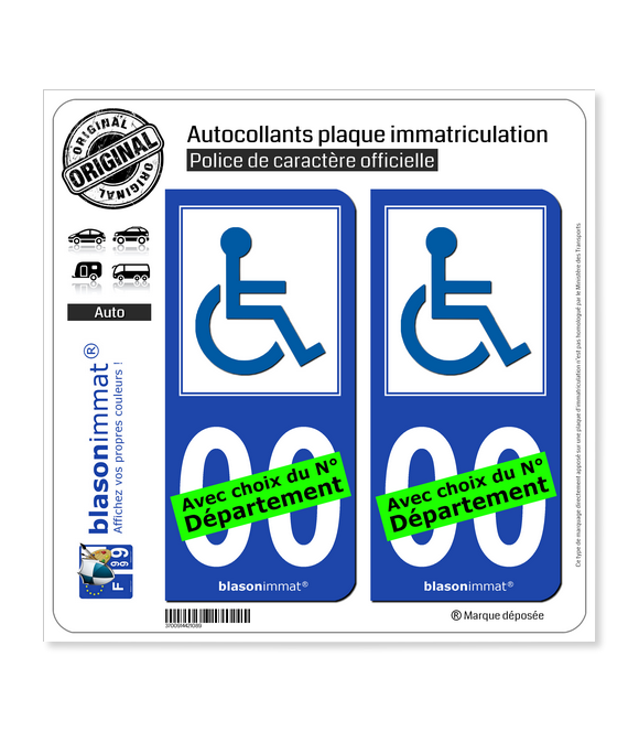 Handicap - Accessible  Autocollant plaque immatriculation