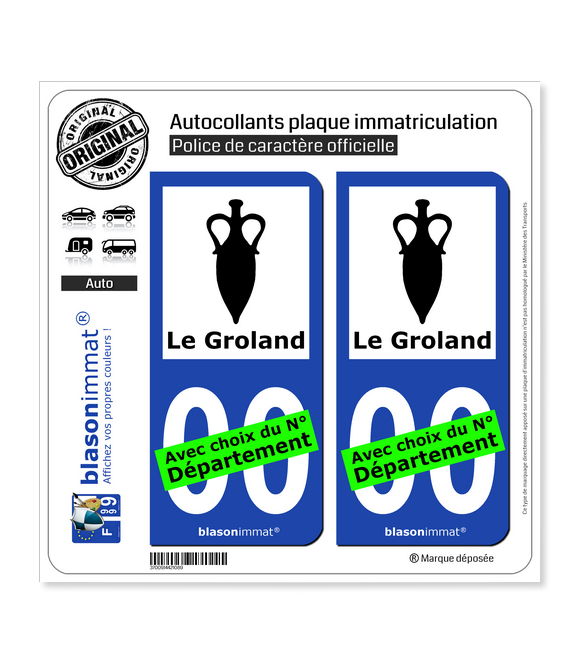 Le Groland - Armoiries | Autocollant plaque immatriculation