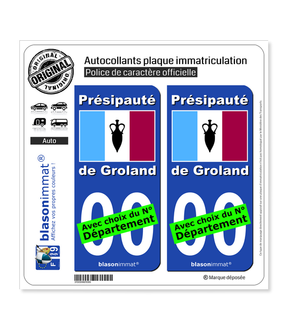 Le Groland - Drapeau | Autocollant plaque immatriculation