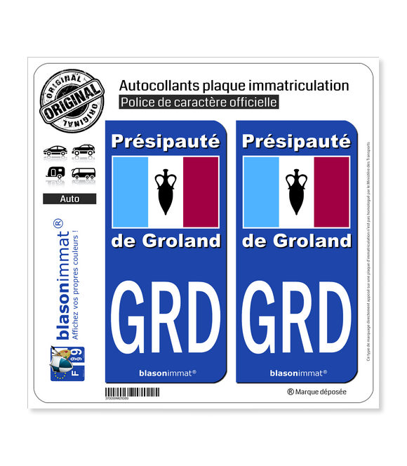 Sticker pour plaque d'immatriculation MOTO, EUROBAND, Bleu ou Noir