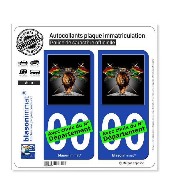 Lion Reggae | Autocollant plaque immatriculation