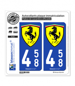458 Ferrari - Blason | Autocollant plaque immatriculation