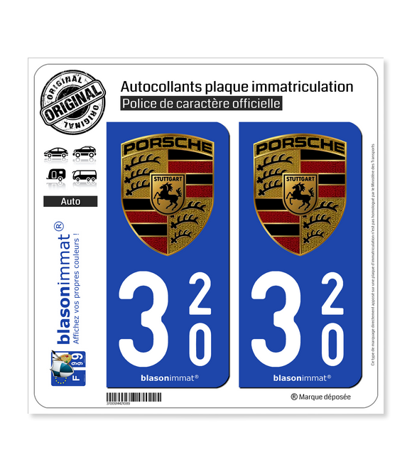 320 Porsche | Autocollant plaque immatriculation