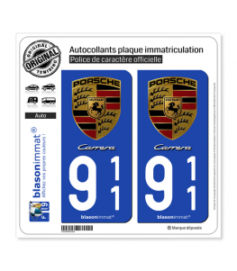 911 Porsche - Carrera | Autocollant plaque immatriculation