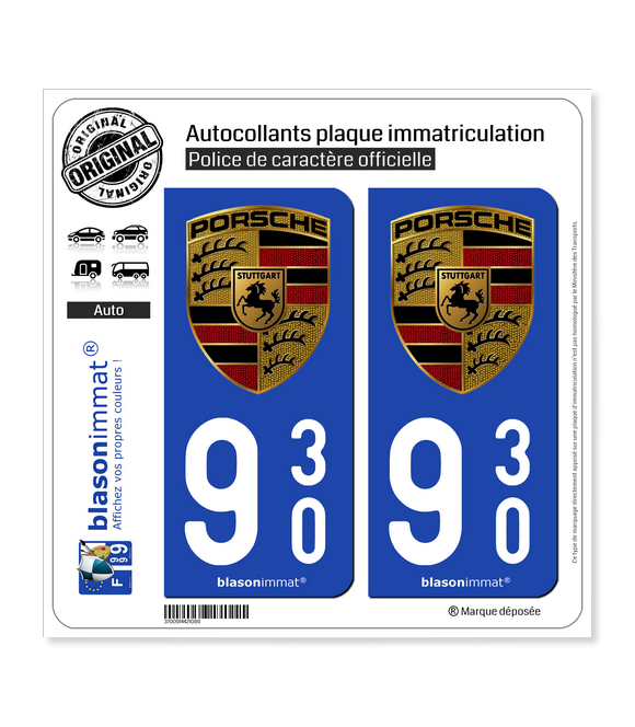 930 Porsche | Autocollant plaque immatriculation