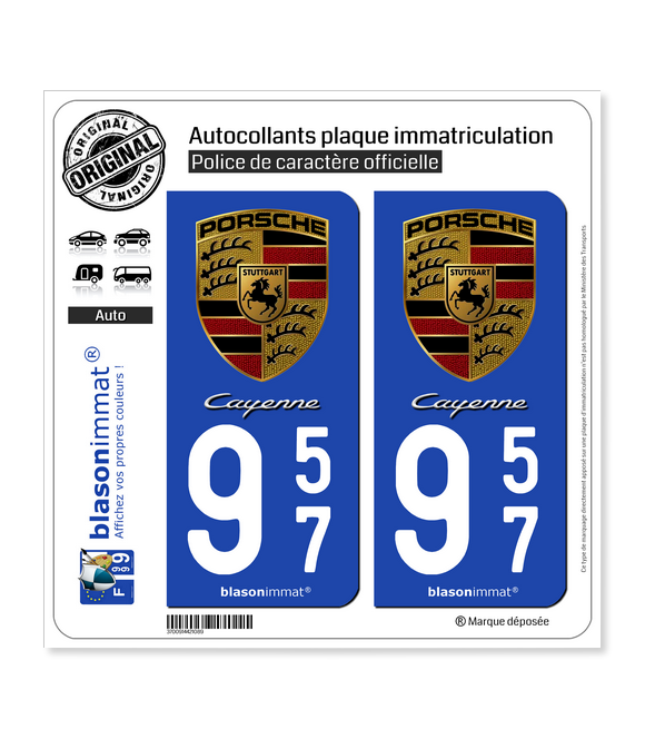 957 Porsche - Cayenne | Autocollant plaque immatriculation