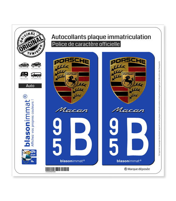 95B Porsche - Macan | Autocollant plaque immatriculation