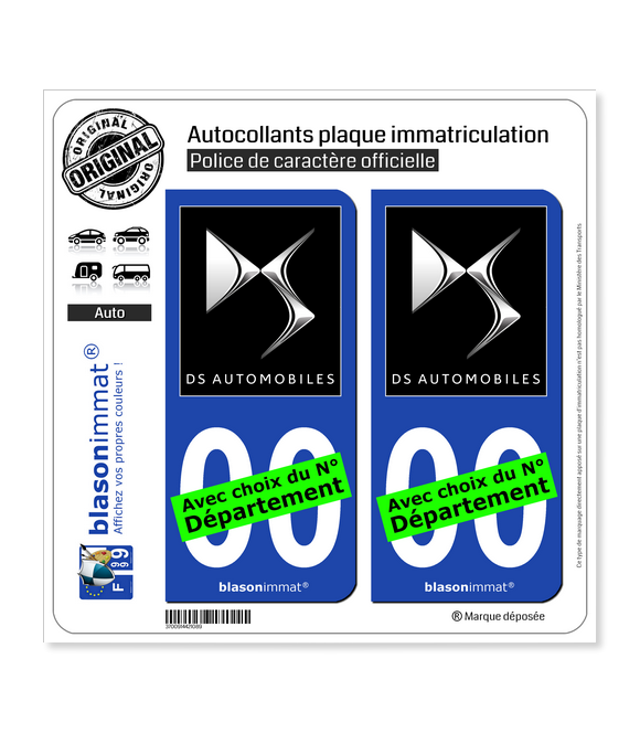DS Automobiles - Black | Autocollant plaque immatriculation