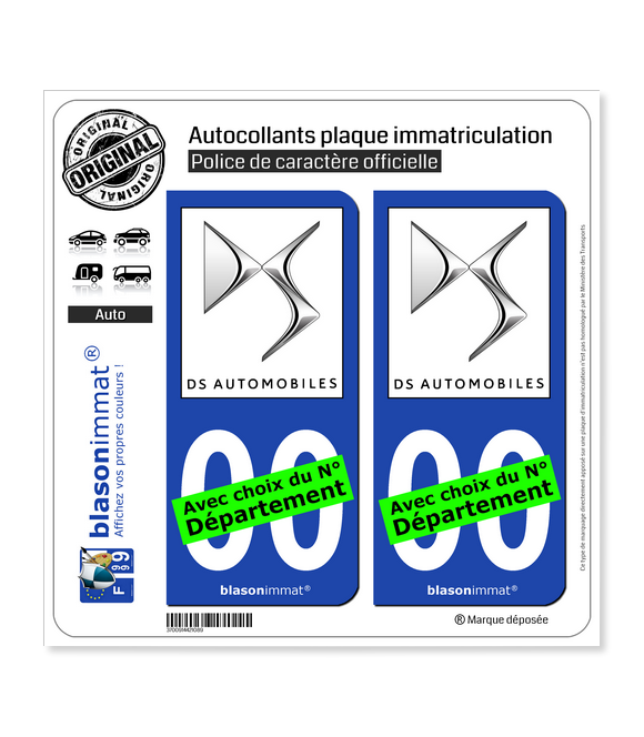 DS Automobiles | Autocollant plaque immatriculation