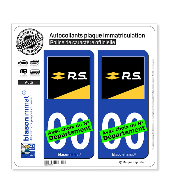 Renault - Sport | Autocollant plaque immatriculation