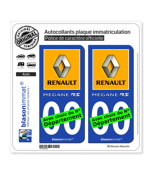 Renault - Mégane RS | Autocollant plaque immatriculation
