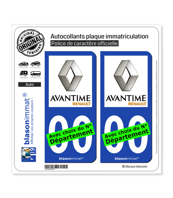 Renault - Avantime | Autocollant plaque immatriculation