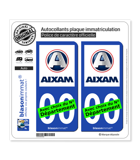 Aixam | Autocollant plaque immatriculation