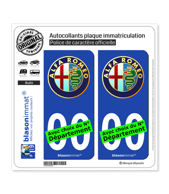 Alfa Romeo | Autocollant plaque immatriculation
