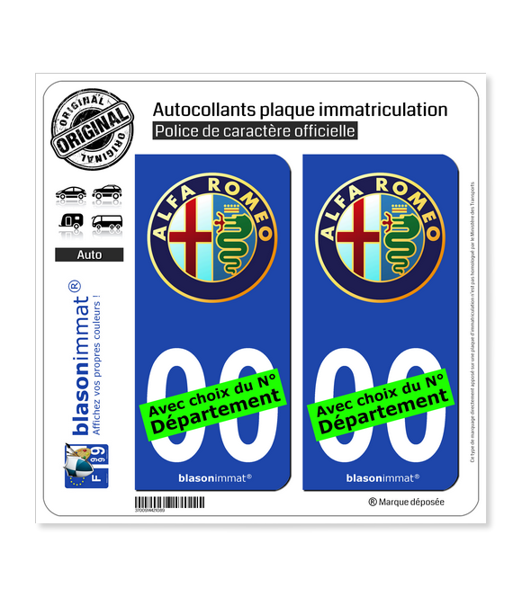 Alfa Romeo  Autocollant plaque immatriculation